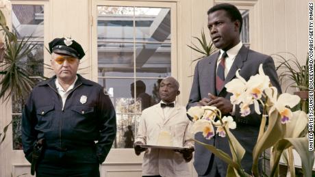 Sidney Poitier with  Rod Steiger on the set of &quot;In the Heat of the Night,&quot;  directed by Norman Jewison. 