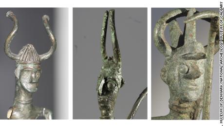 Left: figurine from Grevens Vænge, Denmark. Middle, right:  Sardinian bronze figurines. 