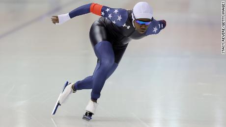Erin Jackson competes in the Women&#39;s 1,500m event during the 2022 US Speedskating Long Track Olympic Trials on January 8.