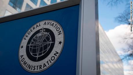 A general view of a U.S Federal Aviation Administration (FAA) logo near its headquarters in Washington, D.C., on Saturday, March 6, 2021.