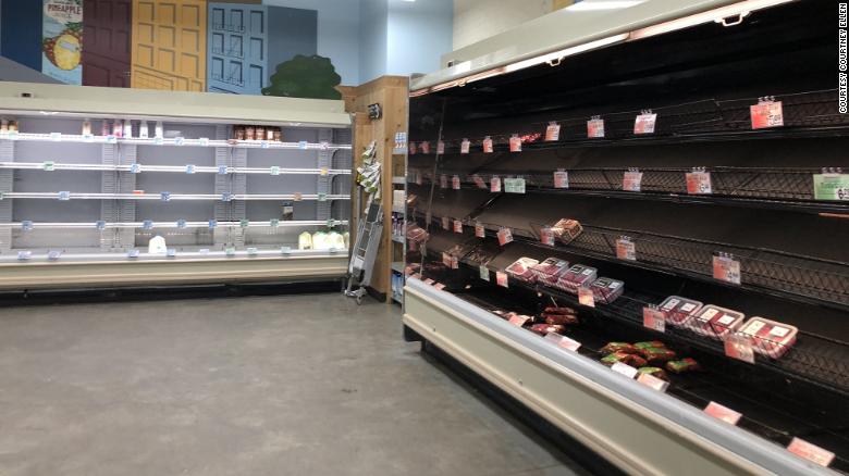 Empty shelves at a Trader Joe&#39;s on Spring Street in New York City on Saturday January 8, 2021.