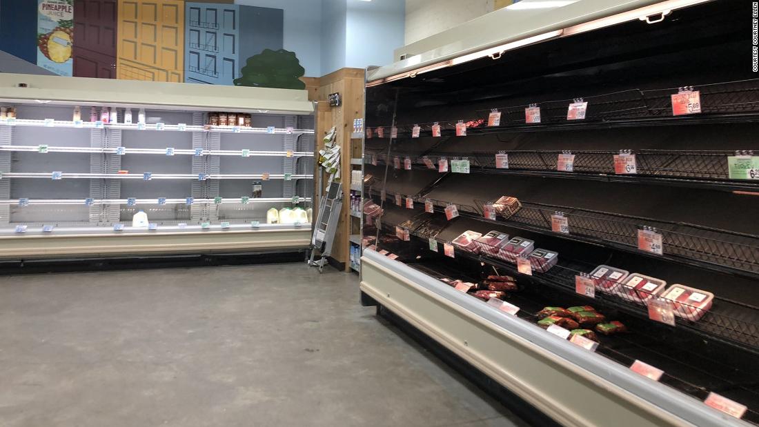Empty shelves at a Trader Joe&#39;s on Spring Street in New York City on Saturday January 8, 2022.