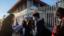 Students return to Olive Vista Middle School on Tuesday in Sylmar, California.