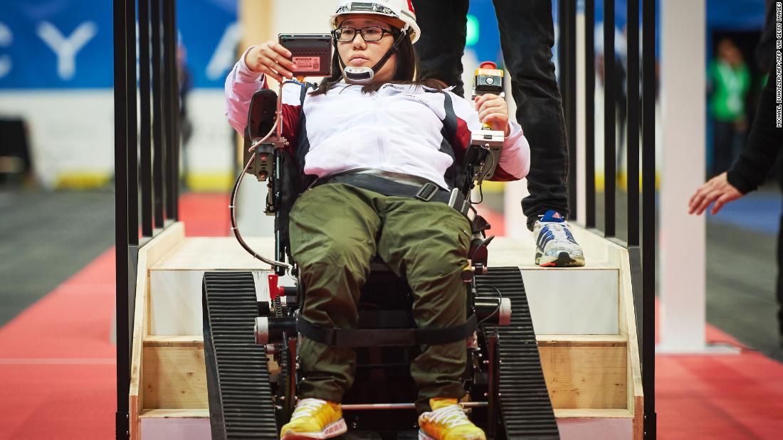 More than a contest, Cybathlon is a competition that showcases high-tech devices for people with physical disabilities. Organized by Swiss university ETH Zurich, participants compete in events that involve everyday tasks such as balancing on rocks with a prosthetic leg or overcoming uneven terrain in an electric-powered wheelchair race. Pictured, Cho Yu NG competes at the first Cybathlon in 2016. 