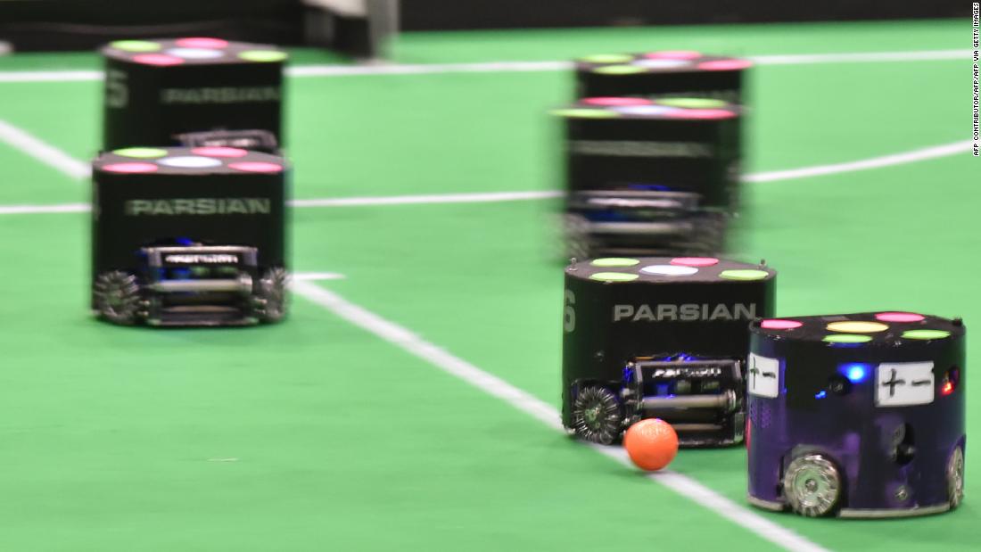 RoboCup&#39;s Small Size league features teams of six robots that must fit within a 180 mm diameter circle and must be no higher than 15 cm. The ultimate aim of the tournament is to advance the development of intelligent robots. 