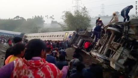 Four out of 12 carriages on the interstate express train veered off the track in India&#39;s West Bengal state, killing at least nine people, on January 13, 2022. 