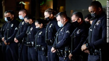 Los Angeles Police Officers honor fallen LAPD Officer Fernando Arroyos
