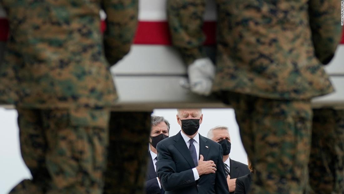 Biden watches a carry team move a transfer case containing the remains of US Marine Lance Cpl. Kareem M. Nikoui at Dover Air Force Base in Delaware on August 29. Nikoui, 20, was one of the &lt;a href=&quot;https://www.cnn.com/2021/08/27/us/kabul-attack-us-service-members-killed/index.html&quot; target=&quot;_blank&quot;&gt;13 US service members killed&lt;/a&gt; in the suicide bombing at the Kabul airport. All were being brought back to US soil.&lt;br /&gt;&lt;br /&gt;&quot;Everyone in attendance was silent and still,&quot; Associated Press photographer Carolyn Kaster recalled. &quot;The only sounds were quiet instructions of the carry team, boots walking down the large aft metal ramp and across the tarmac, and the grief and weeping of loved ones and children. It felt like they would never stop coming off the plane.&quot;