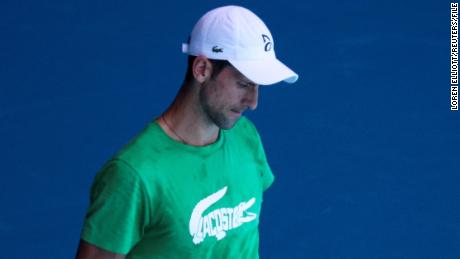 Novak Djokovic practiced at Melbourne Park before his visa was canceled again. 