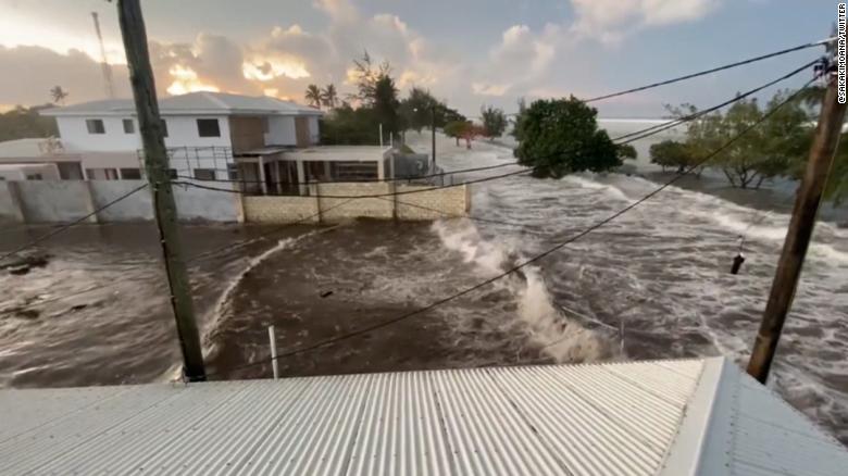 A tsunami has hit Tonga's largest island, Tongatapu.