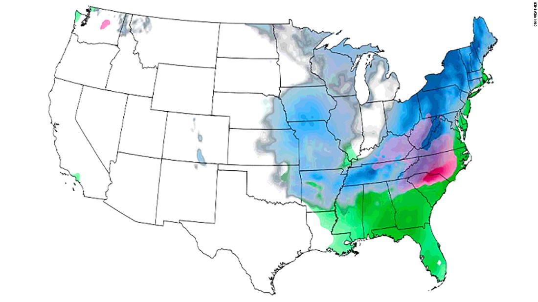 Where to expect snow and ice in the days ahead as a massive storm system hits East Coast – CNN