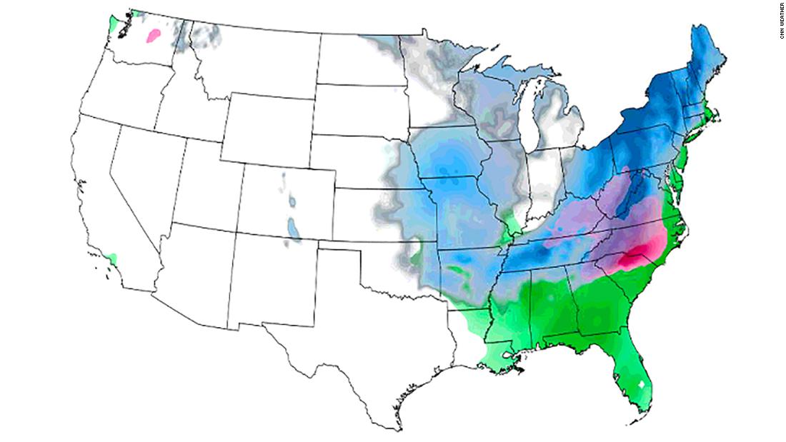 East Coast Snow Storm Map Where To Expect Snow In The Days Ahead As A Massive Storm System Moves  South - Cnn