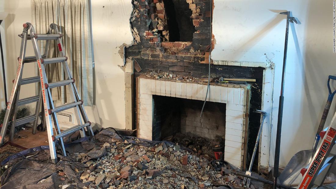 A man became trapped in a chimney while allegedly attempting to enter a Maryland home