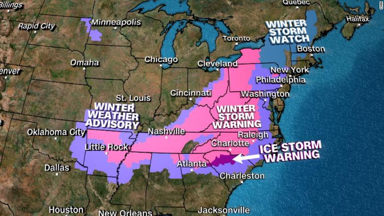 East Coast Forecast Map Where To Expect Snow In The Days Ahead As A Massive Storm System Moves  South - Cnn