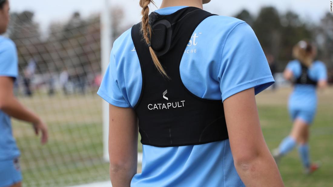 The Catapult system tracks players with a smart vest, monitoring pod and accompanying app. The vests are used by many teams in the English Premier League, and every NFL team in the US.