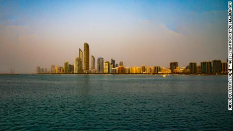 The Abu Dhabi skyline on January 1, 2020.
