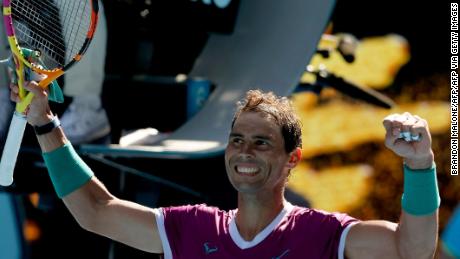 Nadal celebrates after winning against Giron.