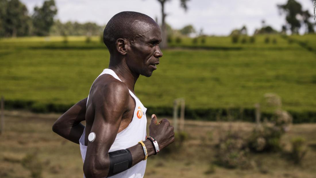 Champion marathon runner Eliud Kipchoge uses Abbott Libre Sense technology, which monitors glucose in athletes through a sensor worn on the arm and sends the data to a phone app.