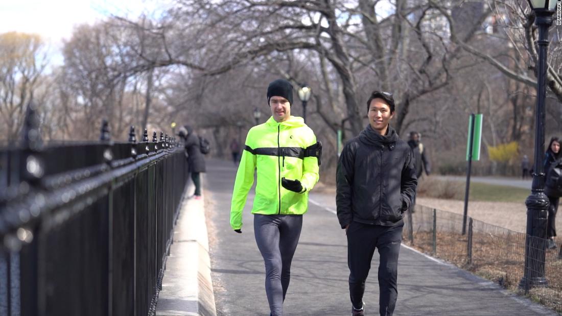 Wayband is a device that uses super-precise GPS to direct the wearer with small vibrations, allowing those with visual impairments, like French paratriathlete Charles-Edouard Catherinee (pictured left), to run independently.