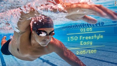 FORM Smart Swim Goggles feature an augmented heads-up display and trackers that monitor your performance in the pool, sending data straight to your smartphone. The tech allows swimmers to track their progress in real time and can be analyzed to improve athletes&#39; form in the pool.
