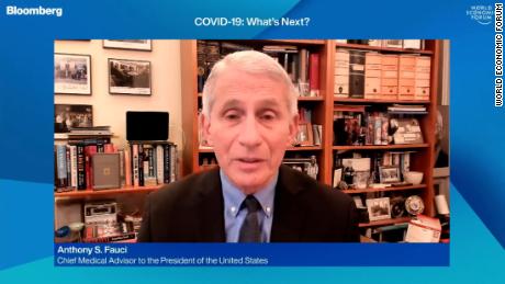 It is an "open question" as to whether Omicron means we're approaching the endemic phase of Covid-19, Dr. Anthony Fauci told the World Economic Forum event on Monday.
