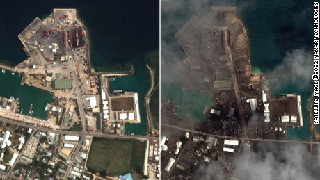 New satellite images show Tonga communities covered in ash 