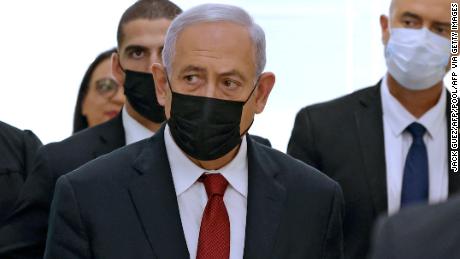 Former Israeli prime minister Benjamin Netanyahu leaves a Jerusalem courthouse on November 16, 2021.
