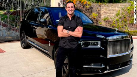 Fadi Zaya, 36, a luxury car consultant from Southern California, with his own Rolls-Royce Cullinan SUV.