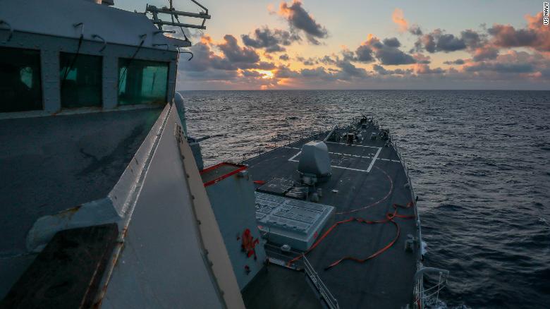 The guided-missile destroyer USS Benfold conducts operations on Thursday in  the South China Sea.
