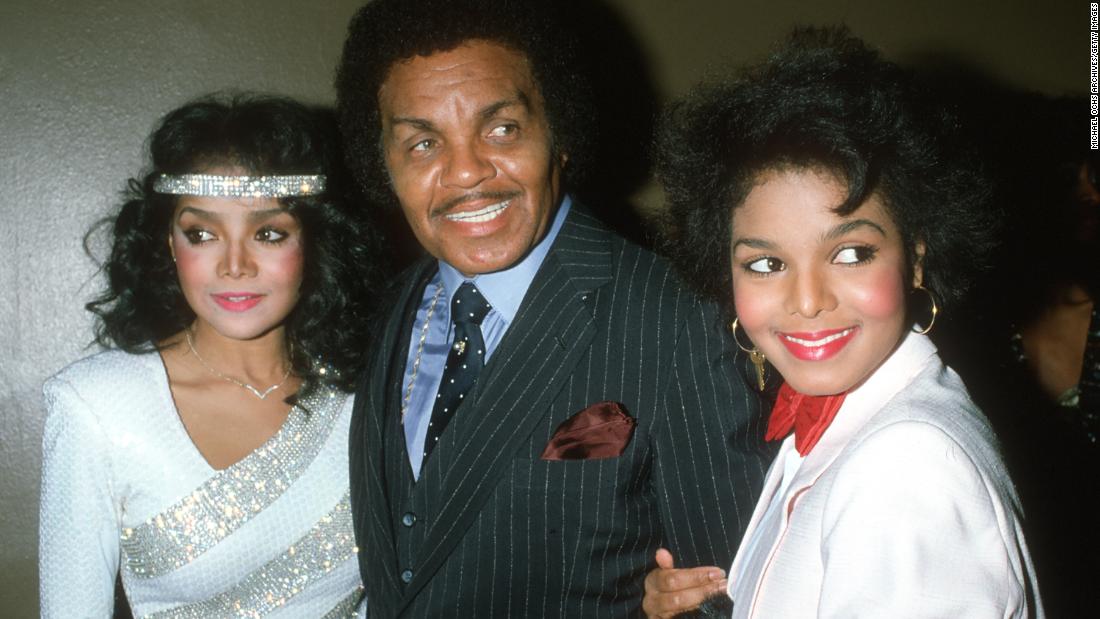 Janet Jackson, right, attends the R&amp;amp;B Awards with her father, Joe Jackson, and sister, LaToya Jackson, on February 4, 1983, in Los Angeles. 