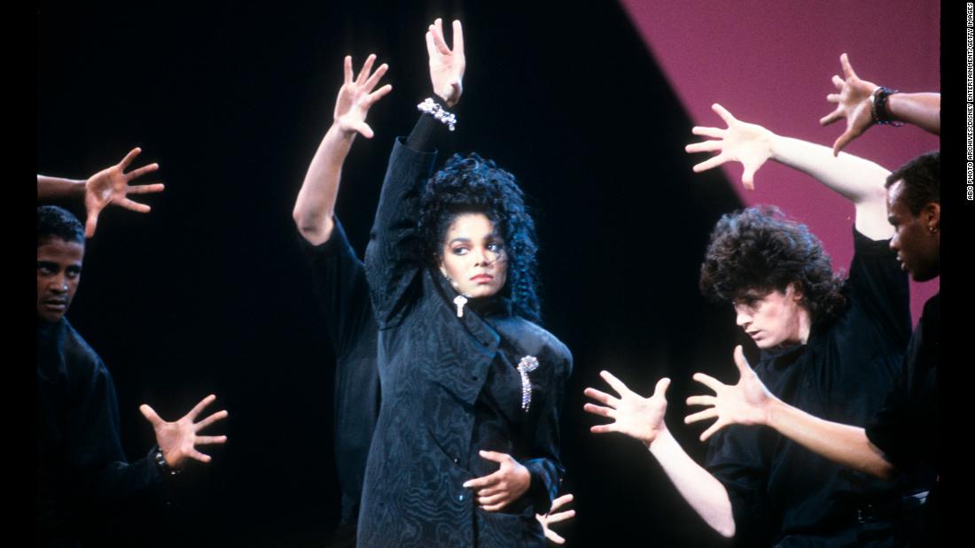 Janet Jackson performs at the American Music Awards in 1987. 