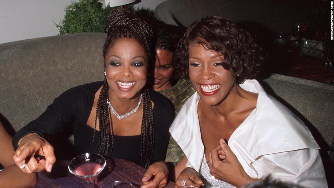 Janet Jackson and Whitney Houston attend the 71st annual Academy Awards&#39; Elton John AIDS Foundation Party in Los Angeles in 1999.