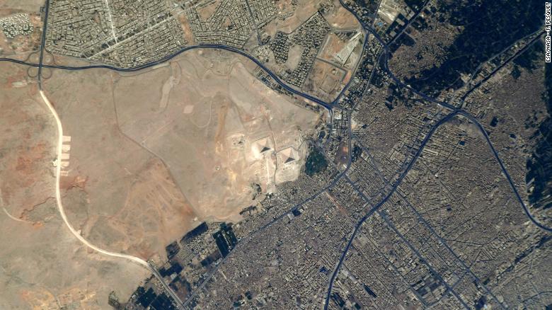 Captured here are pyramids in Egypt, and the Suez Canal. 