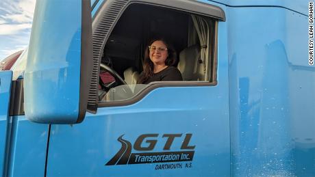 Leah Gorham took a 12-week training class to become a truck driver.