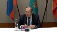 Russian Foreign Minister Sergey Lavrov at a press conference following his meeting with U.S. Secretary of State Antony Blinken.