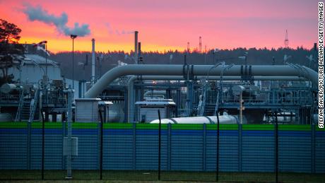 Pipe systems are seen at the Nord Stream 2 gas receiving station in Lubmin, Germany.