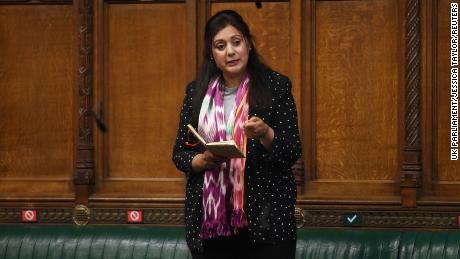 Nusrat Ghani speaks during a session in Parliament in London, Britain May 12, 2021. 