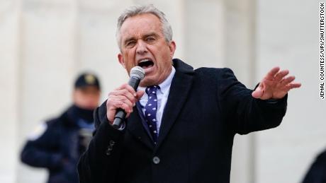 Mandatory Credit: Photo by Jemal Countess/UPI/Shutterstock (12772709a)Robert F. Kennedy Jr. speaks at a rally and march protesting vaccine mandates on the National Mall in Washington DC on Sunday January 23, 2022.Anti-Vaccine Activists Rally And March In Washington D.C, Washington d.c., United States - 23 Jan 2022