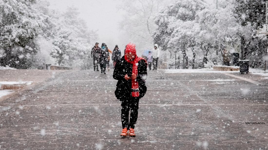 Snow blankets Greece and Turkey as wild weather system creates rare 'snownado'