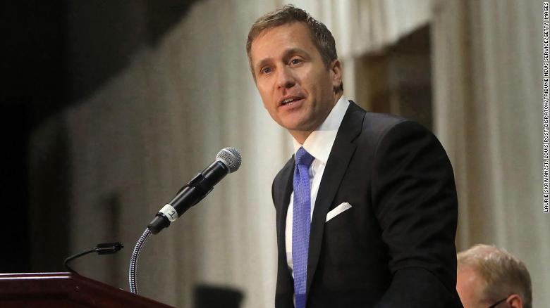 Former Gov. Eric Greitens delivers the keynote address at the St. Louis Area Police Chiefs Association 27th Annual Police Officer Memorial Prayer Breakfast in April 2018.