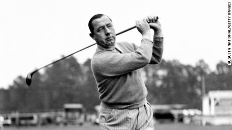 Hagen zwaait tijdens de Masters van 1940 op de Augusta National Golf Club.