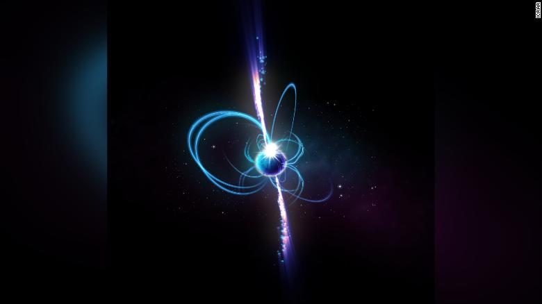 This is an artist&#39;s impression of what the object might look like if it&#39;s a magnetar, or an incredibly magnetic neutron star.