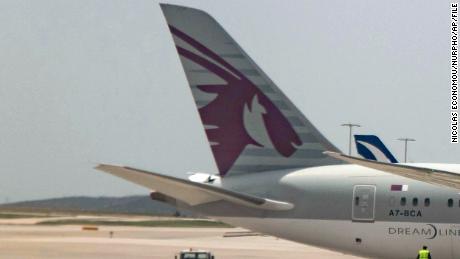 Qatar Airways Boeing 787 Dreamliner aircraft as seen parked at Athens International Airport ATH LGAV in the Greek Capital. 