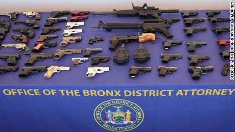 Bronx District Attorney Darcel Clark and New York Police Commissioner Keechant Sewell announced a 23-year-old man has been indicted on hundreds of charges for allegedly trafficking weapons and high-capacity magazines to the Bronx and Manhattan, where they were sold to an undercover NYPD officer.