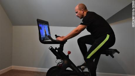 Lee Baker uses his Peloton bike 20 days a month.