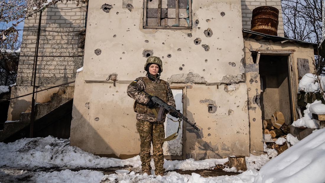 Anna Yvleva, a 30-year-old member of the Ukrainian military, commands an infantry squad of six men. She is married to an officer in the same battalion. Her four children are being cared for by their grandmother while their parents are deployed on the front lines. Yvleva told photographer Timothy Fadek she was a teacher before she joined the military four years ago.