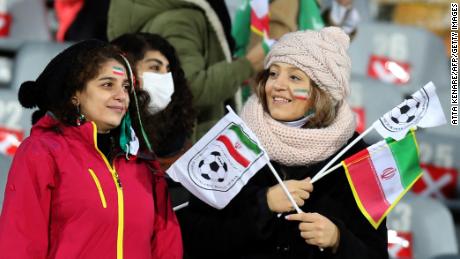 Iran supporters watch the 2023 Qatar World Cup Asian Qualifiers match between Iran and Iraq.