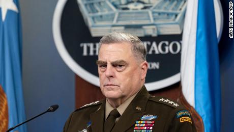 Joint Chiefs Chairman Gen. Mark Milley listens during a media briefing at the Pentagon, Friday, Jan. 28, 2022, in Washington. 