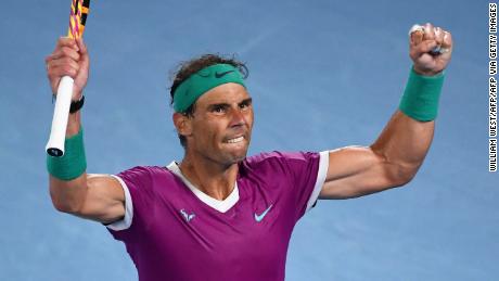 Rafael Nadal captures the audience after hitting a winner.