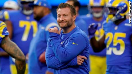 Sean McVay watches warm ups before the NFC Championship game against the San Francisco 49ers.